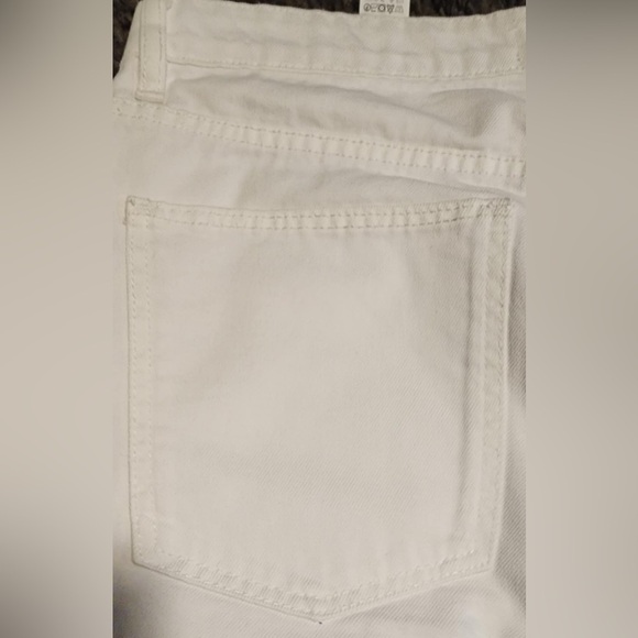 ZARA Loose Fit Marine Style Flare Raw Hem White Women's Denim Jean Sz. 10x25 ** - Picture 7 of 9